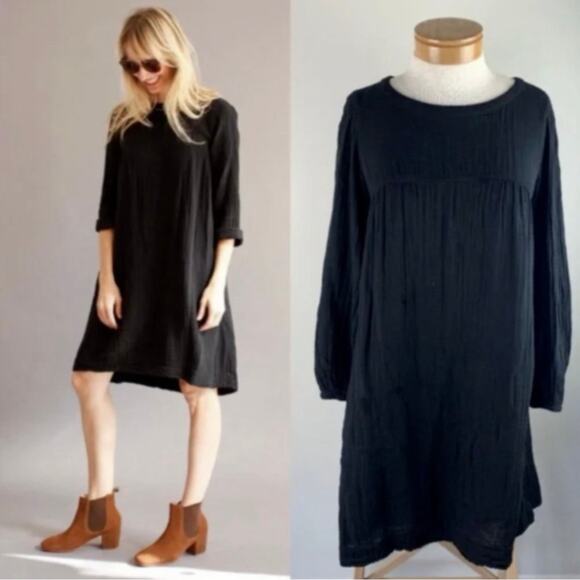Xirena Dresses & Skirts - Xirena Dyan Black Gauzy Boho Coastal Babydoll Cotton Dress Large